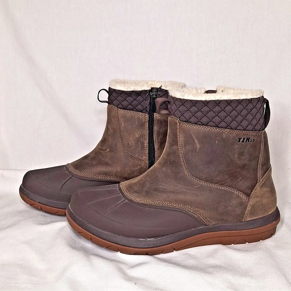 L.L.‎ Bean Womens 11 M Vista Mid Boots Gray Brown Thinsulate Waterproof Fleece